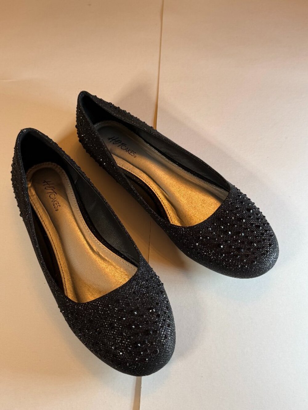 Hot Cakes Black Sparkly Studded Flats Women's 10 Like new! Worn only once.